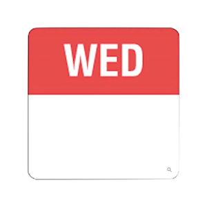 Fildes Food Safety Square Removable Label Wednesday, 40mm, 500/Roll Box