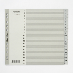 DIVIDER A4 PVC 1-20 NUMERIC GREY SET Each