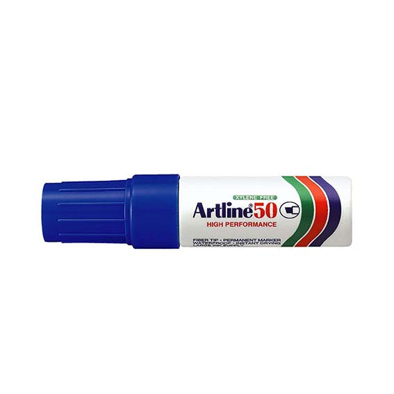 Artline 50 Permanent Marker, 6mm, Chisel Point, Blue, Each Loose