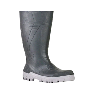 BATA Gumboots Black with Grey Sole, Slip On - Steel Toe Cap, Size 12 Pair