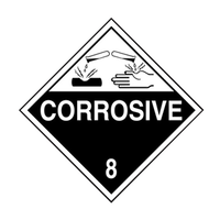 STICKER CLASS 8 'CORROSIVE' PAPER 100X100MM 500/RL Roll