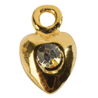 Dangle Gold - Small Heart with 1 Cubic Zirconia Each