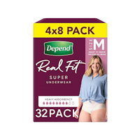 Depend Real Fit Regular Underwear for Women, 610ml, 71-102cm, Medium Waist, Nude, 8/Pack Pack