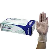 Universal Vinyl Gloves, Recyclable, 5.5g, Powder Free, Large, Blue, HACCP Grade, 100/Box Box