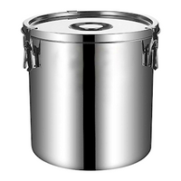 Airtight Milk Can, with Sealed Lid, 20L, 30 x 30cm, 1mm Lid Thickness, Silicone Gasket, 201 Stainless Steel, Silver, Each Each