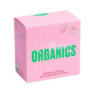 Moxie Organics Pads, 23.5cm Length, Regular, with Wings Biodegradable Organic Cotton, for Light - Medium Flow, 10 Pieces/Pack Pack