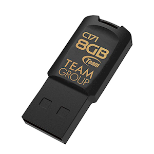 Team Group USB Flash Drive, 8GB 2.0, Black, C171, Each Each