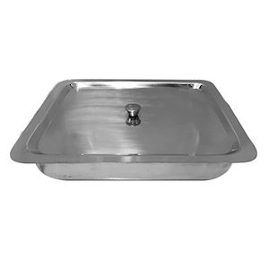 Livingstone Instrument Tray with Cover and Knob Handle, 245 x 195 x 50mm, Gauge 26/0.5mm, 18/8 Stainless Steel, Each Each
