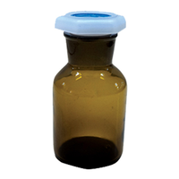 Laboratory Reagent Bottle, 125ml, Wide Mouth, with Recyclable Plastic Stopper, Amber, Borosilicate Glass, Each Each