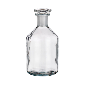 Simax Laboratory Reagent Bottle, 50ml, Narrow Neck, with Glass Stopper, 14/15 Socket Joint, Clear, Borosilicate Glass, Each Each