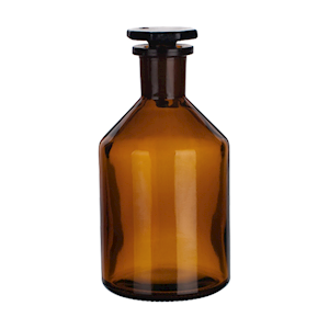 Simax Laboratory Reagent Bottle, 50ml, Narrow Neck, with Glass Stopper, 14/15 Socket Joint, Amber, Borosilicate Glass, Each Each