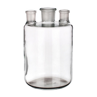 Simax Woulff Bottle with Three Necks, 5000mL, SJ (1) 45/40, SJ (2) 24/29, 180 x 316(H) mm, Borosilicate Glass, European, Each Each