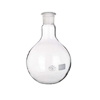 Flat-Bottom Spherical/Boiling Flask, 500ml, Socket Joint 29/32, 105(D)mmx 170(H)mm, Borosilicate Glass, Clear, European, Each Each