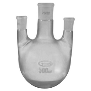 Simax Boiling/Spherical Flask, Round-Bottom, 3 Necks, 1000mL, Centre SJ 29/32, Lateral Side SJ (1) 14/23, (2) 29/32, Boro, Euro, Each Each