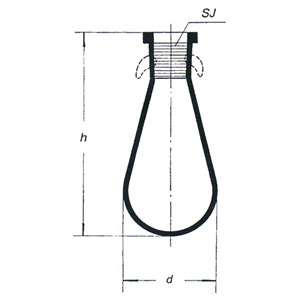 Simax Flask, Drop Shaped (Tear-Drop Flask), 250mL, 72(D) x 170(H) mm, Socket Joint 14/23, Borosilicate Glass, Each Each