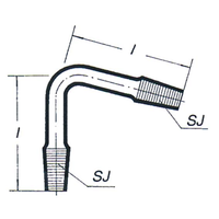Simax Bend Glass Recovery, Slopping 75, 2 Socket Joints, Cone 29/32 European Glass, Each Each