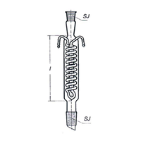 Lincon Condenser, Dimroth, Reflux Cone Socket Size 29/32 11B, Borosilicate Glass, Each Each
