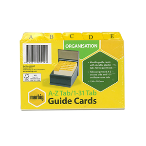 Marbig Guide Card Divider Boards, 4 x 6 Inches, Labelled A-Z, Each Pack