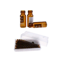 Livingstone Glass Vial with Label, Amber, 2mL, 12 x 32mm, Flat Base, 9-425 Screw Thread, 100 Pieces/Pack Pack