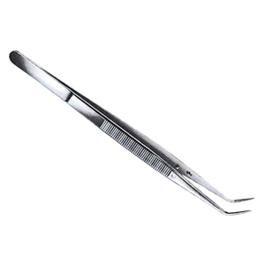 Asa College Tweezers, 16cm, Angled with Pin, Serrated, Each Each