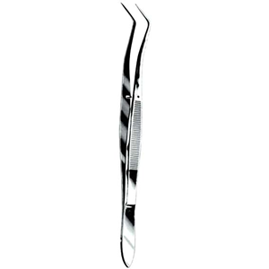 ASA Meriam Dental Tweezers Forceps, 16cm, Angled with Pin and Serrated, Stainless Steel, Each Each
