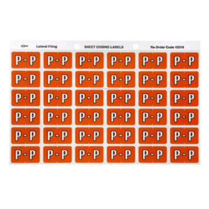 AVERY LATERAL COLOUR CODING LABEL "P" 180/PK Pack