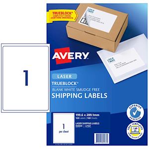 Avery Laser Address Labels, L7167, 1UP, 199.6x289.1mm, White, 100 Sheets/Pack Box