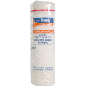 HANDYCREPE MEDIUM BNDG, WHITE 5CM X 1.6M single roll only Roll