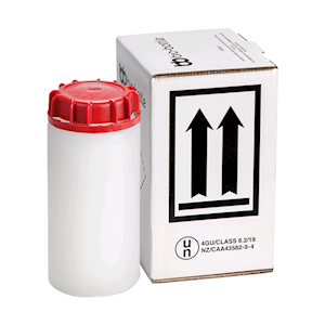 Bio Bottle Specimen Container, 500ml, 49 x 165(L) mm, Leakproof, Red Cap, 12 Pieces/Pack Pack