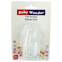 Feeding Bottle Teats, Silicon, Large, 3/Card Card