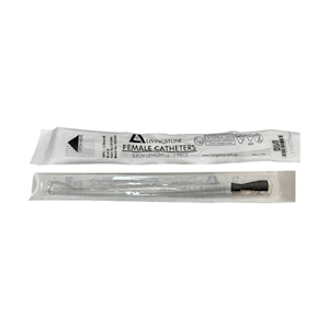 Livingstone Female Catheter, 10FG, Black Colour, 3.33mm Diameter, 23cm Length, Single Wrapped, Sterile, Each Each