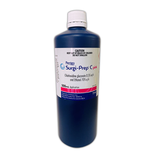 PerrigoSurgi-PrepC Sanitiser, Hand Rub, Chlorhexidine 0.5 Percent and Ethanol 70 Percent, 500ml, Pink, Each Each