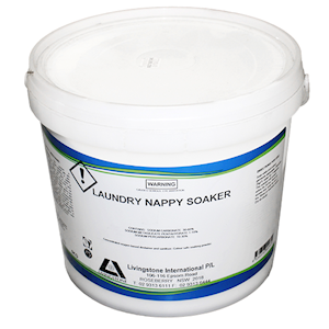 Livingstone Laundry Nappy Soaker, Antibacterial, Oxygen based Sanitiser, Phosphate Free, Non chlorinated, 5kg Pail, Each Each