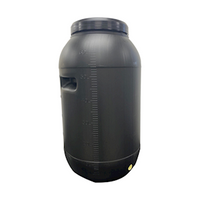 Drum, 60 Litres, Top Screw Lid with Handles, Black Containter and Lid, Each Each