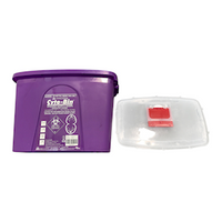 Liv Cytotoxic Purple Sharps Needles Waste Collector, 15 Litres, Sliding Lid and Finger Guard, Translucent Cover, Square Recyclable Plastic Each