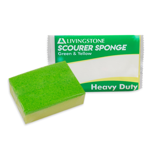 Livingstone Green Scourer with Yellow Sponge, 10 x 7 x 3cm, Heavy Duty, Single Pack Pack