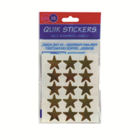 Quik Stik Adhesive Label, Star, Gold, 20mm, 80 Labels/Pack Pack