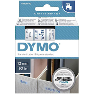 DYMO TAPE ELECT. 12MMX7M BLUE ON WHITE EACH Each