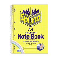 Spirax No. 596C, 5 Subject Notebook, A4, 250 Pages, Each Each