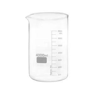 Superior Marienfeld Beaker, 4000ml, Low Form, Graduated with Spout, Borosilicate Glass, European, Each Each