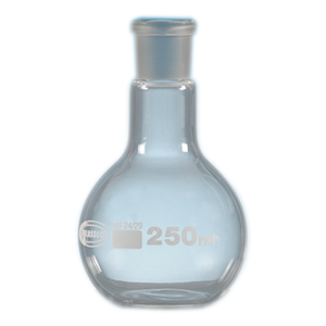 Monash Flat-Bottom Spherical/Boiling Flask, 250ml, Socket Joint 24/29, Single Medium Neck, Borosilicate Glass, Clear, Each Each