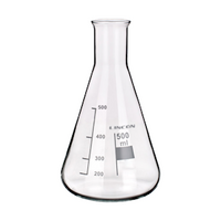 Lincon Erlenmeyer Conical Flask, 500mL, 32mm Neck Diameter, Narrow Neck, Graduated, Borosilicate Glass, Each Each