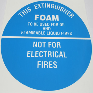 Sign 'fire Extinguisher Foam' 200mm/side (black Circle) Each