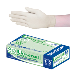 Out of Date Universal Latex Examination Gloves, AS/NZ, Low Powder, 5.0g, Medium, Cream Colour, 100/Box Discounted, While Stocks last Box