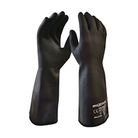 Maxisafe Neotherm Heat Resistant Neoprene Gauntlet Gloves, 36cm - 38cm Flexible, Liquid Proof, Terry Lined, Medium, Black, 6 Pairs/Pack Pack