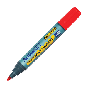 Artline 577 Whiteboard Marker, Bullet Point, 2mm, Red, 12/Box Box