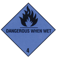 Sticker Class 4 'Dangerous when Wet' Biodegradable Paper, 50x50mm, 250/Roll Roll