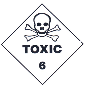 Sticker Class 6 "Toxic" Biodegradable Paper, 50 x 50mm, 1000/Roll Roll