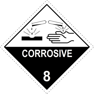 STICKER CLASS 8 'CORROSIVE' PAPER 50X50MM FILM CHARGES Each