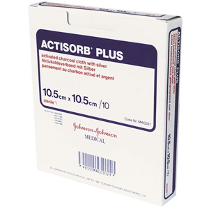 Actisorb Plus 25 Charcoal Dressing, 10.5 x 10.5cm, 10/Box (MAP105) Box
